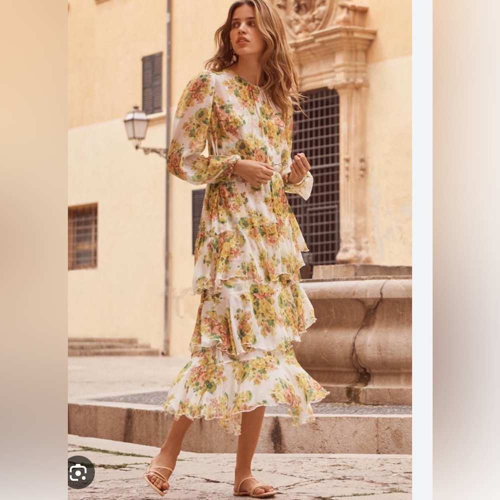 Zimmermann golden tiered silk dress